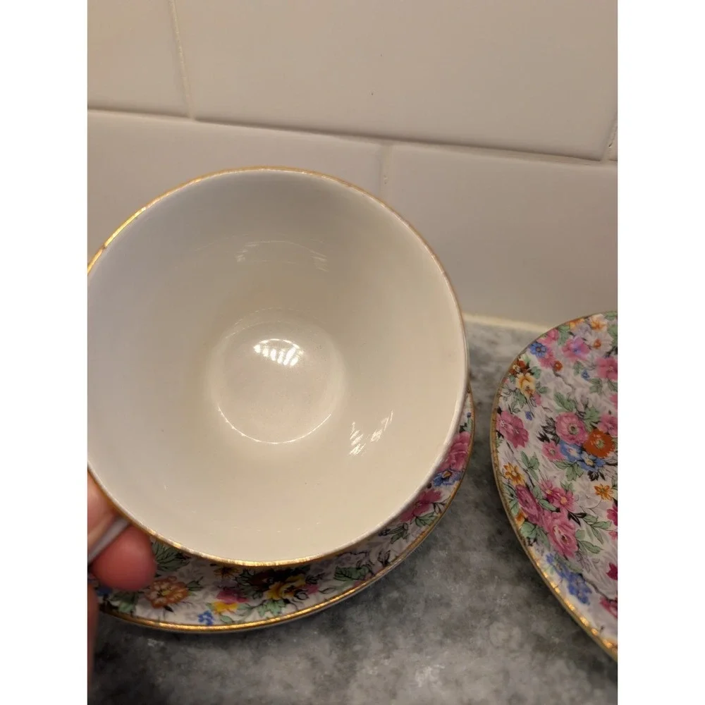 Vintage Lord‎ Nelson Marina Pattern Chintz Cup & Saucer Set Of 2 Made in England